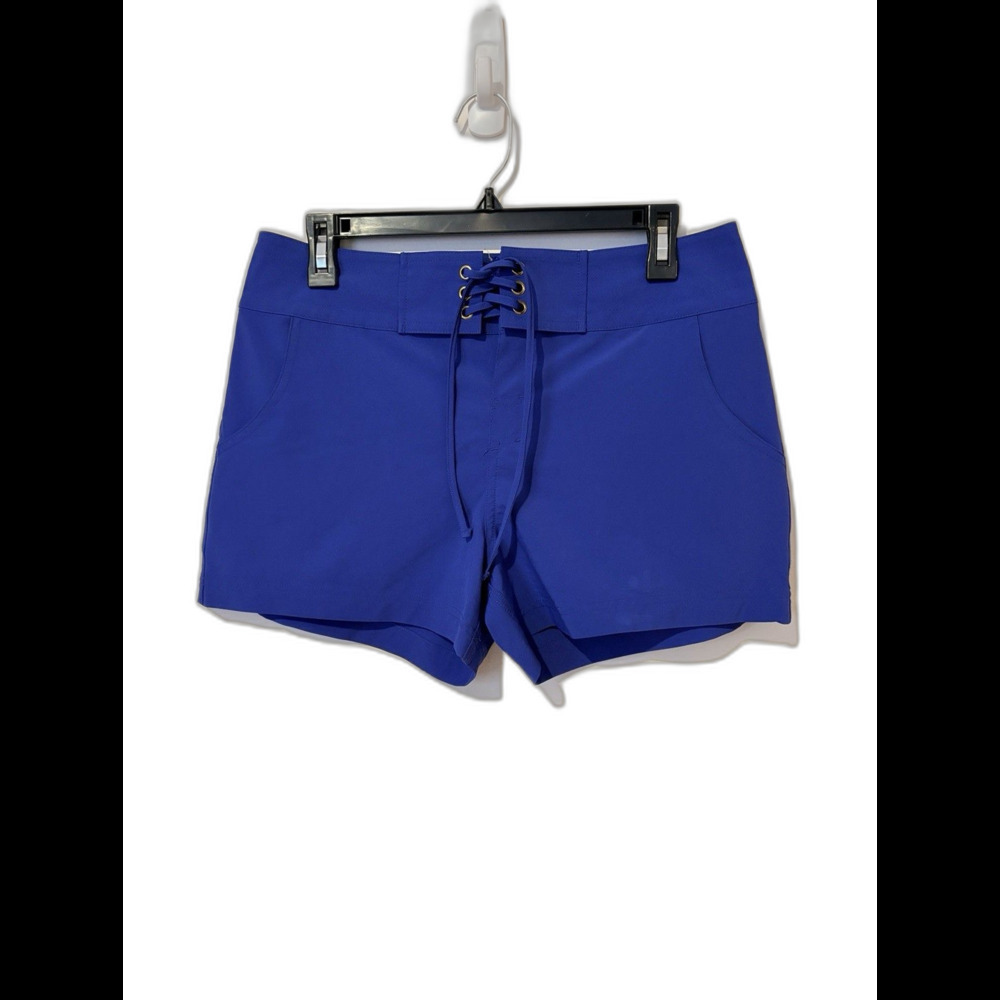 La Blanca Women’s Board Swim Shorts Small Blue Pockets Flat Front Drawstring